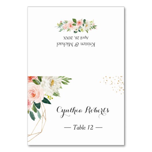 Moderne goudblauwe roze platte kaart (Voorkant)