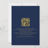 Moderne goudbloemen QR Code Weddenschap Kaart (Achterkant)