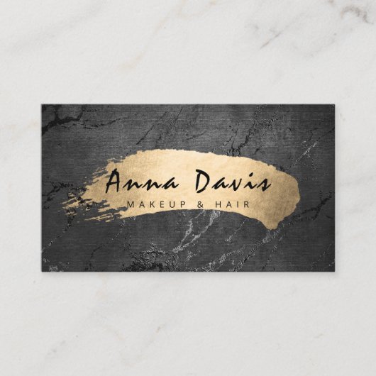 Moderne goudborstelmake-up en fijn haar visitekaartje (Voorkant)