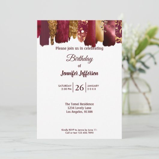 Moderne goudbruine Birthday-uitnodiging Kaart (Staand voorkant)