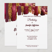 Moderne goudbruine Birthday-uitnodiging Kaart (Voorkant / Achterkant)