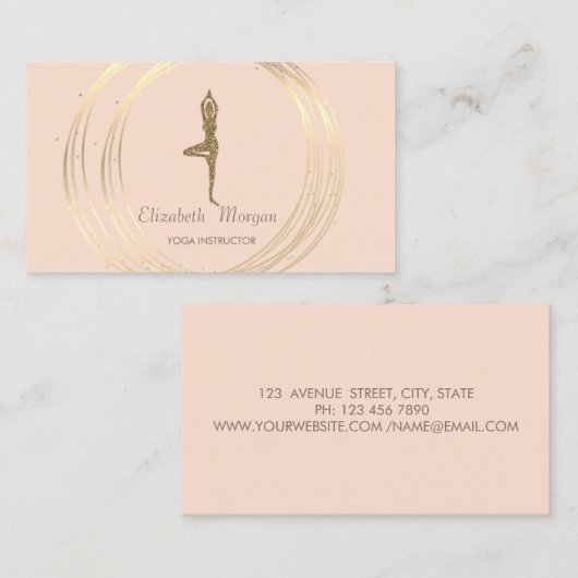 Moderne goudcirkels Glitter Yoga Girl Visitekaartje (Voorkant / Achterkant)