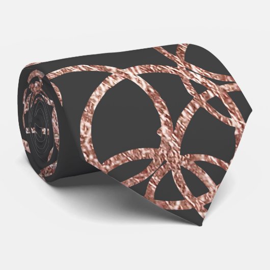 Moderne goudcirkels voor Roos op houtskool Stropdas (Opgerold)