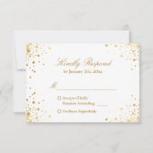 Moderne goudConfetti Stippen Bindend RSVP Antwoord (Voorkant)