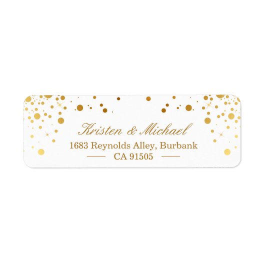 Moderne goudConfetti Stippen | Stijlvol elegant Etiket (Voorkant)