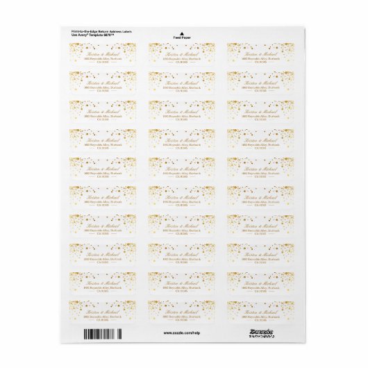 Moderne goudConfetti Stippen | Stijlvol elegant Etiket (Full Sheet)