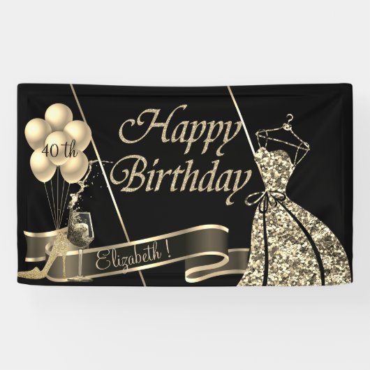 Moderne gouddansballonnen, glas, hoge hiel spandoek (Horizontaal)