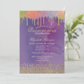 Moderne gouddiamanten regenboogschijven Quinceañer Kaart (Staand voorkant)