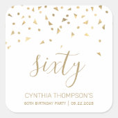 Moderne gouddriehoeken voor Confetti 60e verjaarda Vierkante Sticker (Voorkant)