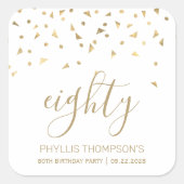 Moderne gouddriehoeken voor Confetti 80e verjaarda Vierkante Sticker (Voorkant)