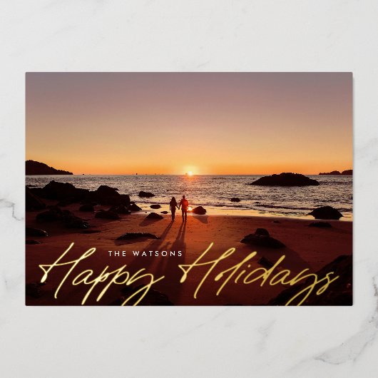 moderne goudelegant prettige feestdagen foto (Voorkant)