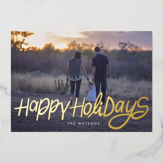 moderne goudelegant prettige feestdagen funky foto (Voorkant)