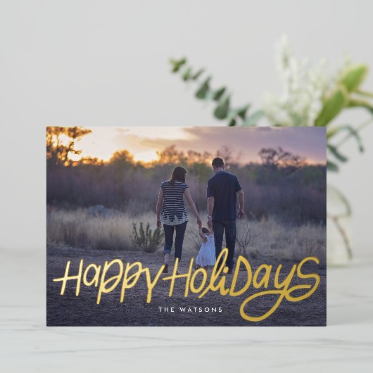 moderne goudelegant prettige feestdagen funky foto (Staand Voorkant)