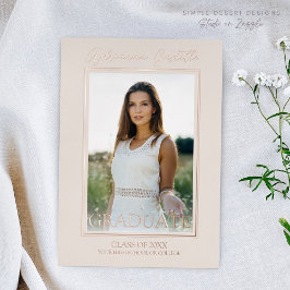 Moderne Gouden 3 Foto Calligrafie Afstudeerfeest Folie Uitnodiging