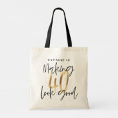 Moderne gouden 40ste verjaardag gepersonaliseerde  tote bag (Achterkant)
