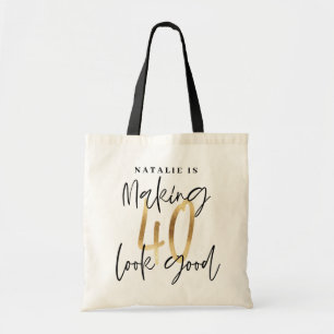 Moderne gouden 40ste verjaardag gepersonaliseerde  tote bag