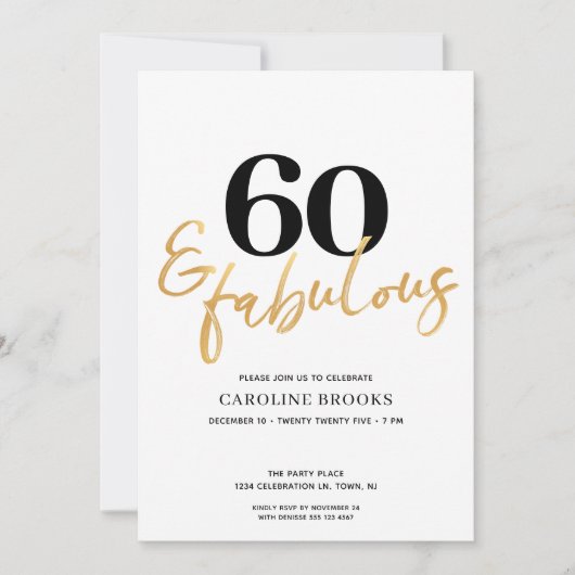 Moderne gouden 60e verjaardag uitnodiging (Voorkant)