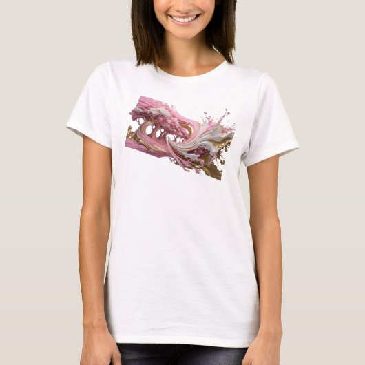 Moderne Gouden ABSTRACTE KUNST Statement T-shirt (Voorkant)