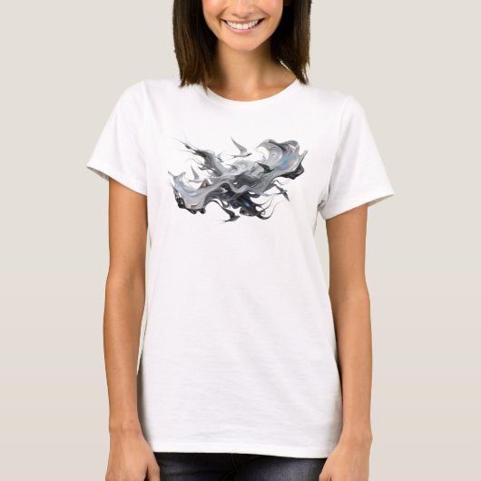 Moderne Gouden Abstracte Vogels Creatieve Print T-shirt (Voorkant)