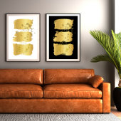 Moderne Gouden Accent Decor Zwarte Brush Abstracte Poster
