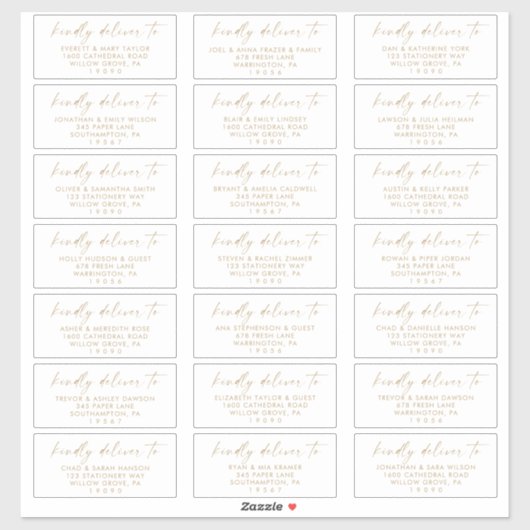 Moderne gouden Adresetiketten voor weduwschappen m Sticker (Vel)