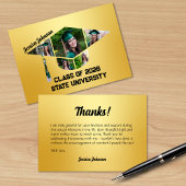 Moderne Gouden Afstudeerdop Vorm Fotocollage Bedankkaart