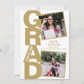 Moderne gouden afstudeerfeest 3 foto kaart (Voorkant)