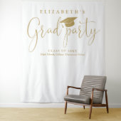 Moderne gouden afstudeerfeest foto achtergrond wandkleed (In situ)