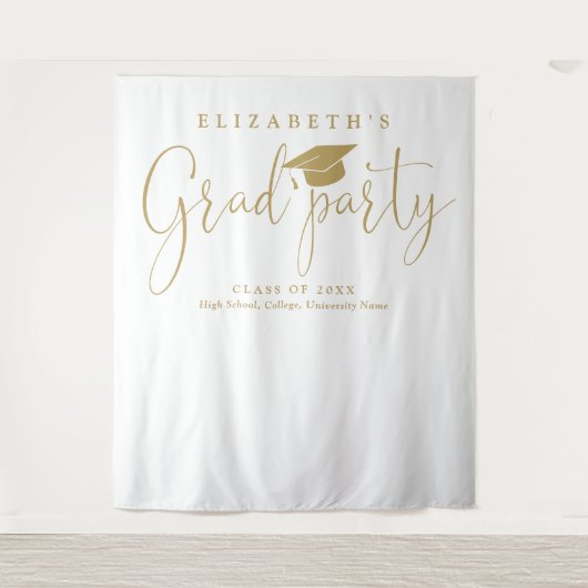 Moderne gouden afstudeerfeest foto achtergrond wandkleed (Voorkant)