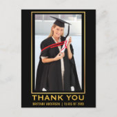 Moderne Gouden Afstudeerfoto Bedankt Briefkaart (Voorkant)