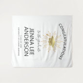 Moderne gouden afstudeerhoed met stralenkrans wandkleed (Voorkant (horizontaal))