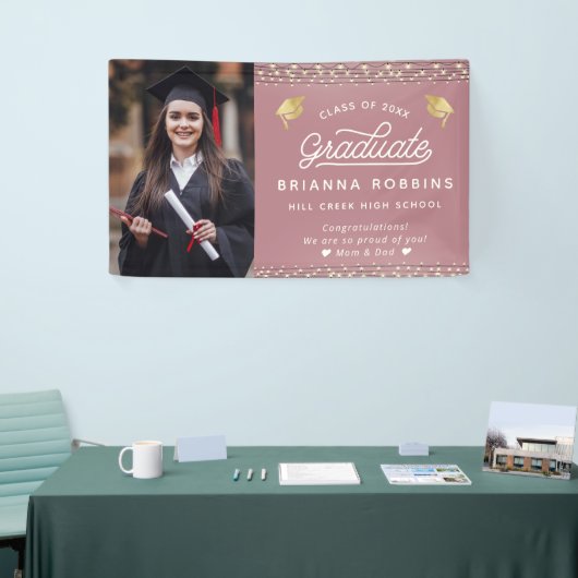 Moderne gouden Afstuderen met elegant Script-chass Spandoek (Beurs)