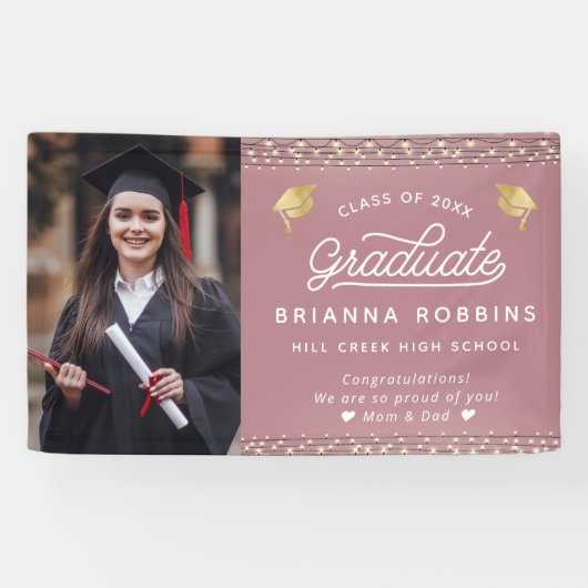 Moderne gouden Afstuderen met elegant Script-chass Spandoek (Horizontaal)