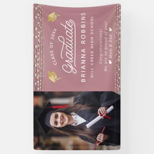 Moderne gouden Afstuderen met elegant Script-chass Spandoek (Verticaal)