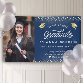 Moderne gouden Afstuderen met elegant script - fot Spandoek
