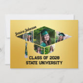 Moderne Gouden Afstuderen Vorm Foto Collage Party Kaart (Voorkant)
