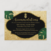 Moderne gouden ananas strand bruiloft accommodatie informatiekaartje (Voorkant)