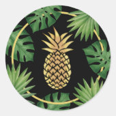 Moderne Gouden Ananas Tropische Bladeren Spa Salon Ronde Sticker (Voorkant)