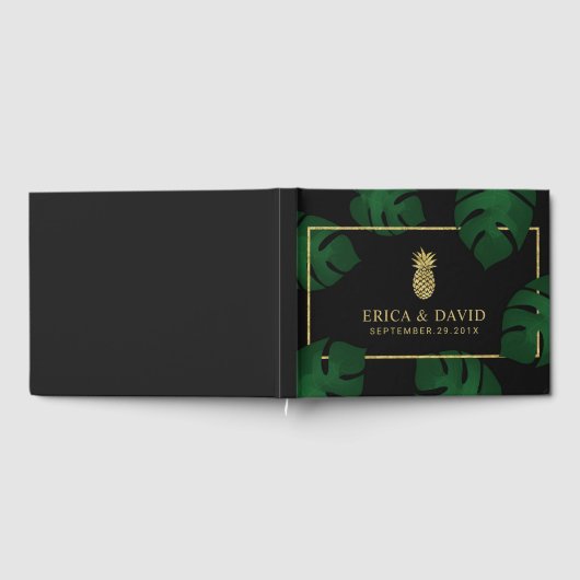 Moderne gouden ananas tropische bruiloft gastenboek (Volledig)