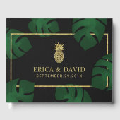 Moderne gouden ananas tropische bruiloft gastenboek (Voorkant)