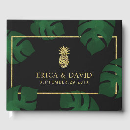 Moderne gouden ananas tropische bruiloft gastenboek