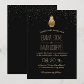 Moderne gouden ananassen en Confetti Stippen bruil Kaart (Voorkant / Achterkant)