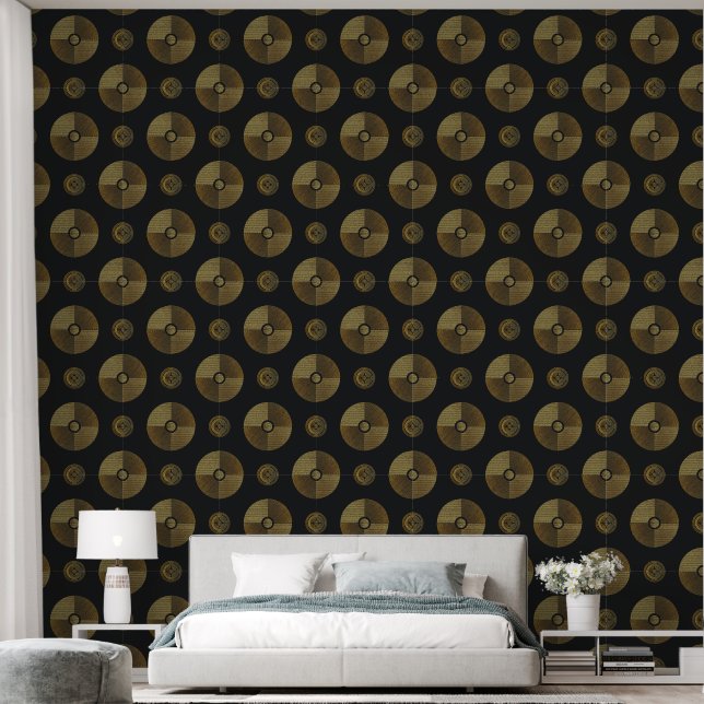 Moderne gouden art deco cirkels behang (Slaapkamer)