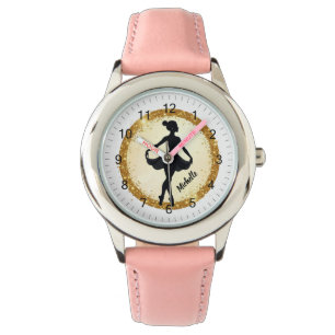 Moderne Gouden Ballerina Balletdans Gepersonalisee Horloge