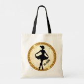 Moderne Gouden Ballerina Balletdans Gepersonalisee Tote Bag (Achterkant)