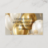 Moderne Gouden Ballon Boog Artiest Party Planner Visitekaartje (Achterkant)