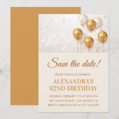 Moderne gouden ballonnen Bewaar de datum 62e verja Kaart (Voorkant / Achterkant)