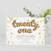 Moderne Gouden Ballonnen Glitter 21e Verjaardag Kaart (Staand voorkant)