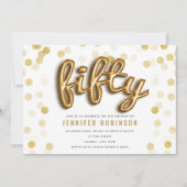 Moderne gouden ballonnen Glitter 50ste verjaardag Kaart (Voorkant)