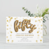 Moderne gouden ballonnen Glitter 50ste verjaardag Kaart (Staand voorkant)